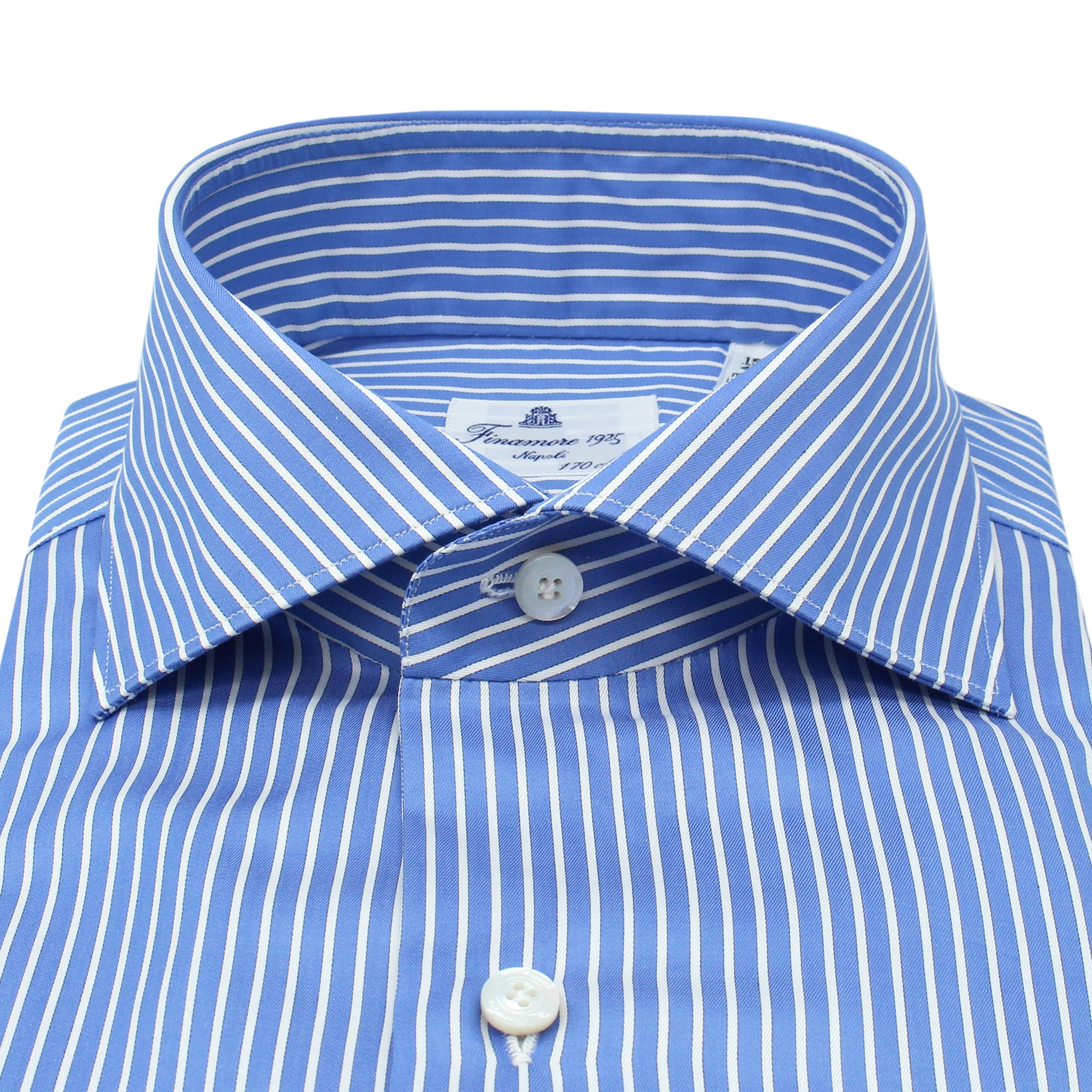 Camicia classica slim fit 170 a due in cotone egiziano giza 45. Righe blu