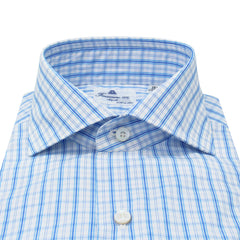 Classic slim fit shirt Milano cotton Giza 45 170 a due, double-checkered light blue