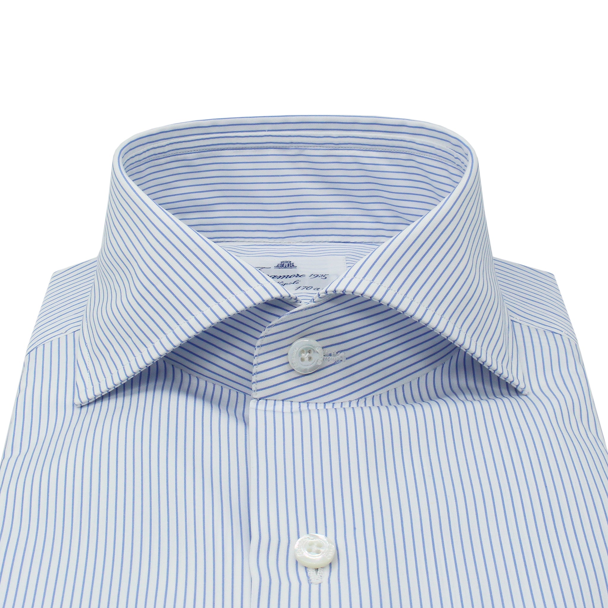 Camicia classica regular in cotone 170 a due rigata colore azzurro