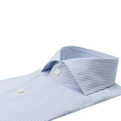Camicia classica regular in cotone 170 a due righe di colore azzurro