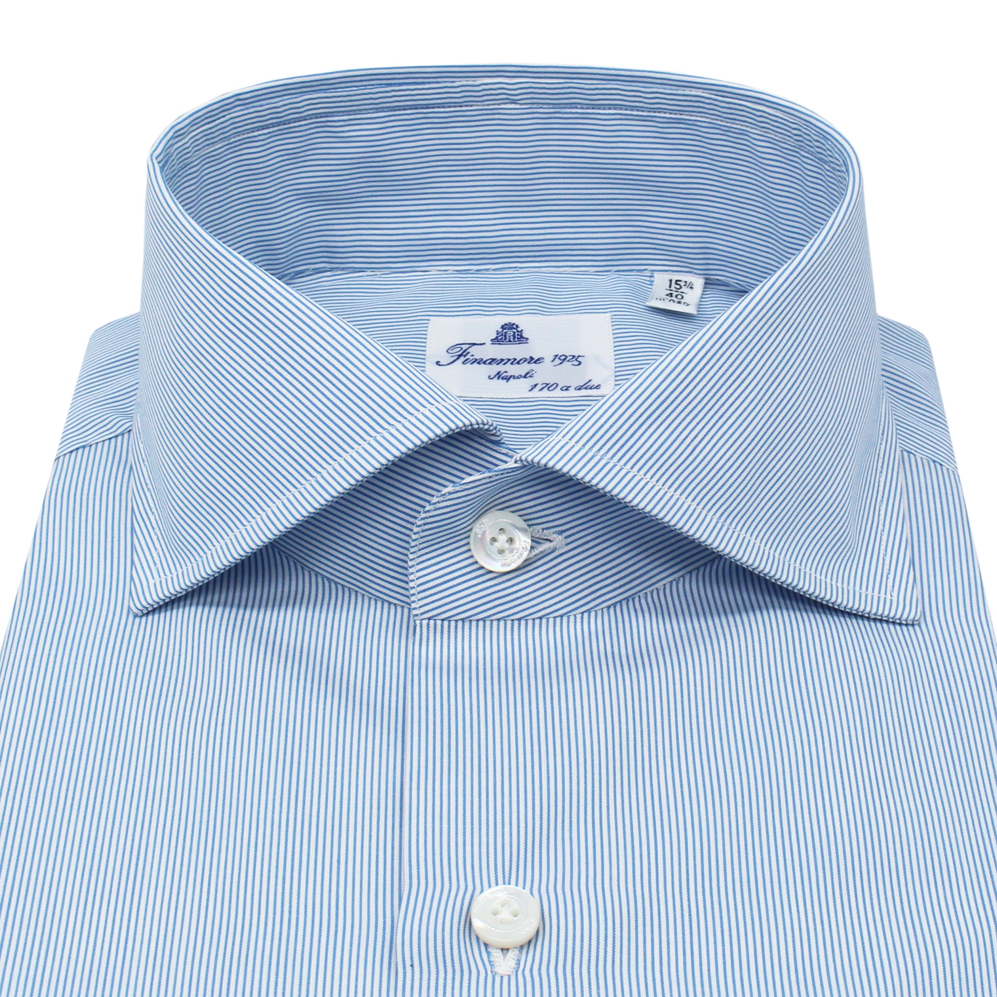 Camicia Napoli 170 a due cotone giza 45 micro rigata azzurra