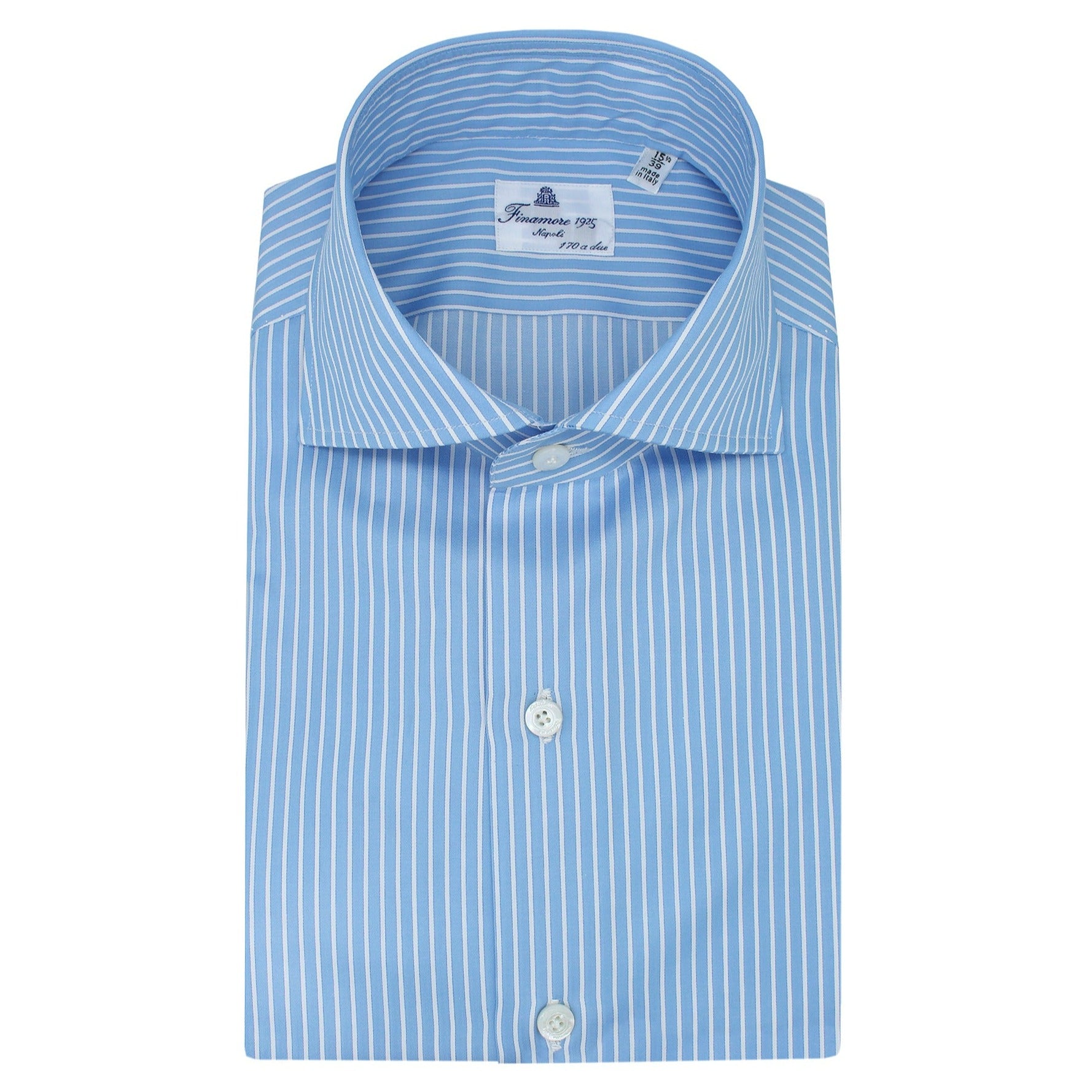 Camicia 170 a Due Napoli in cotone rigato Giza 45 bianco