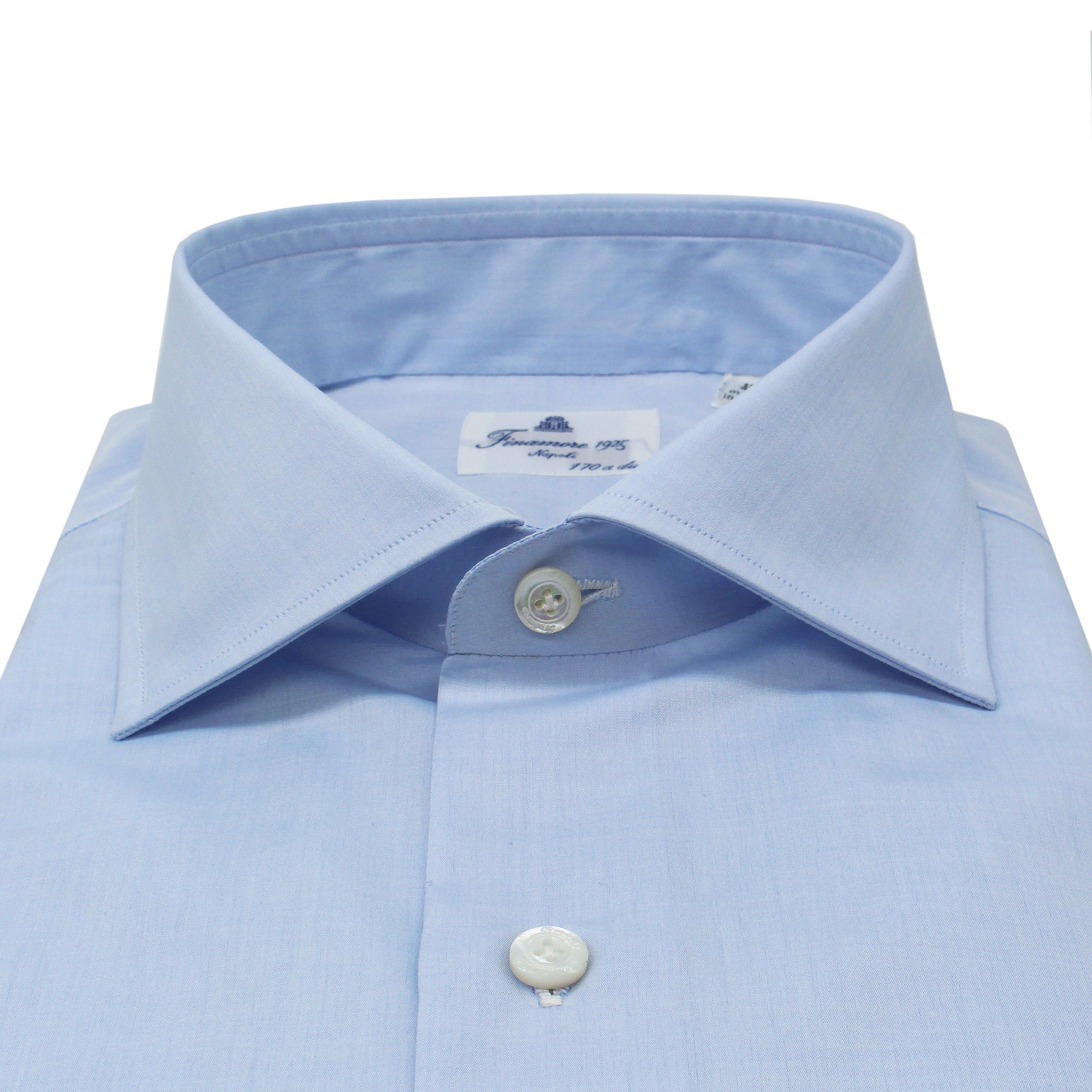 Classic Napoli cotton shirt Giza 45 170 a due light blue