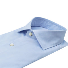Classic Napoli cotton shirt Giza 45 170 a due light blue
