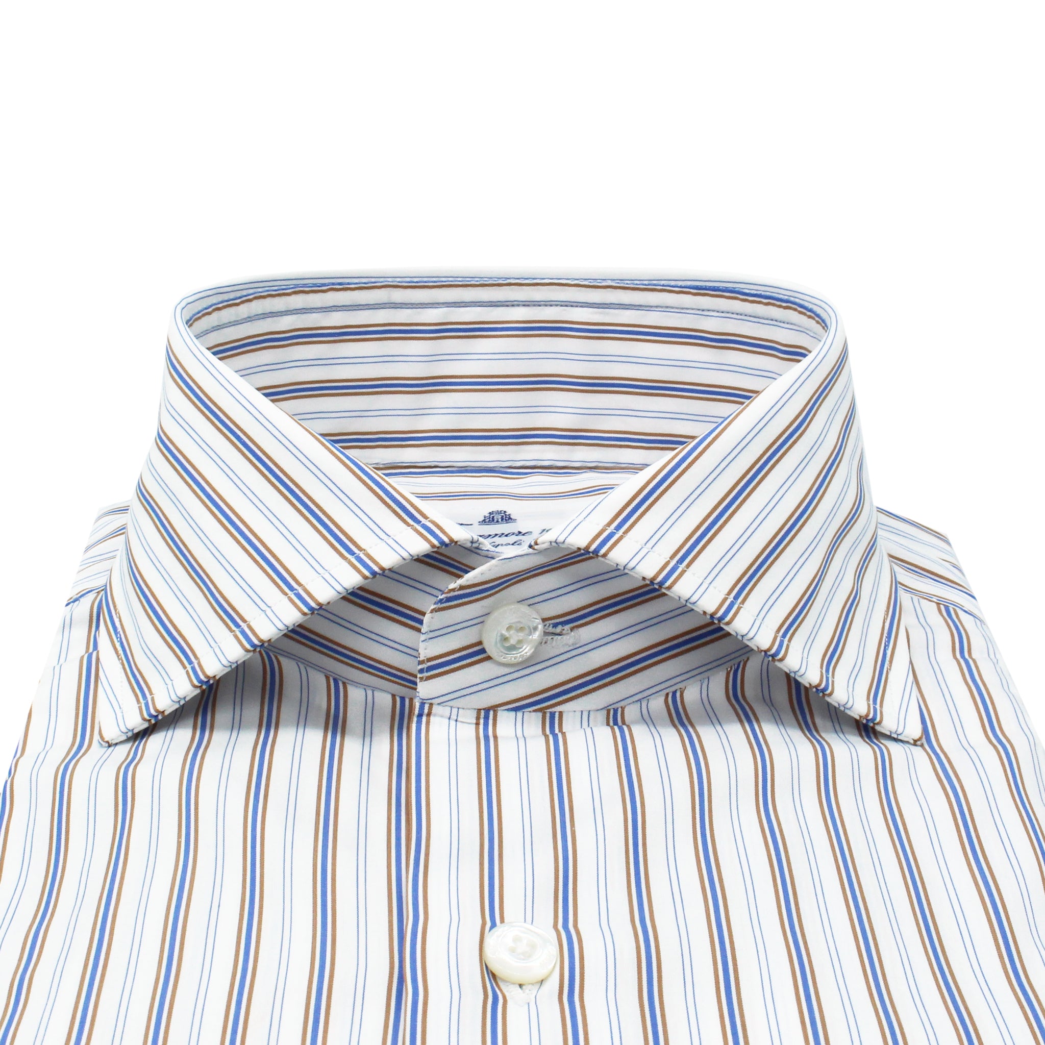 Camicia classica Napoli in cotone Giza 45 170 a due righe blu e oro