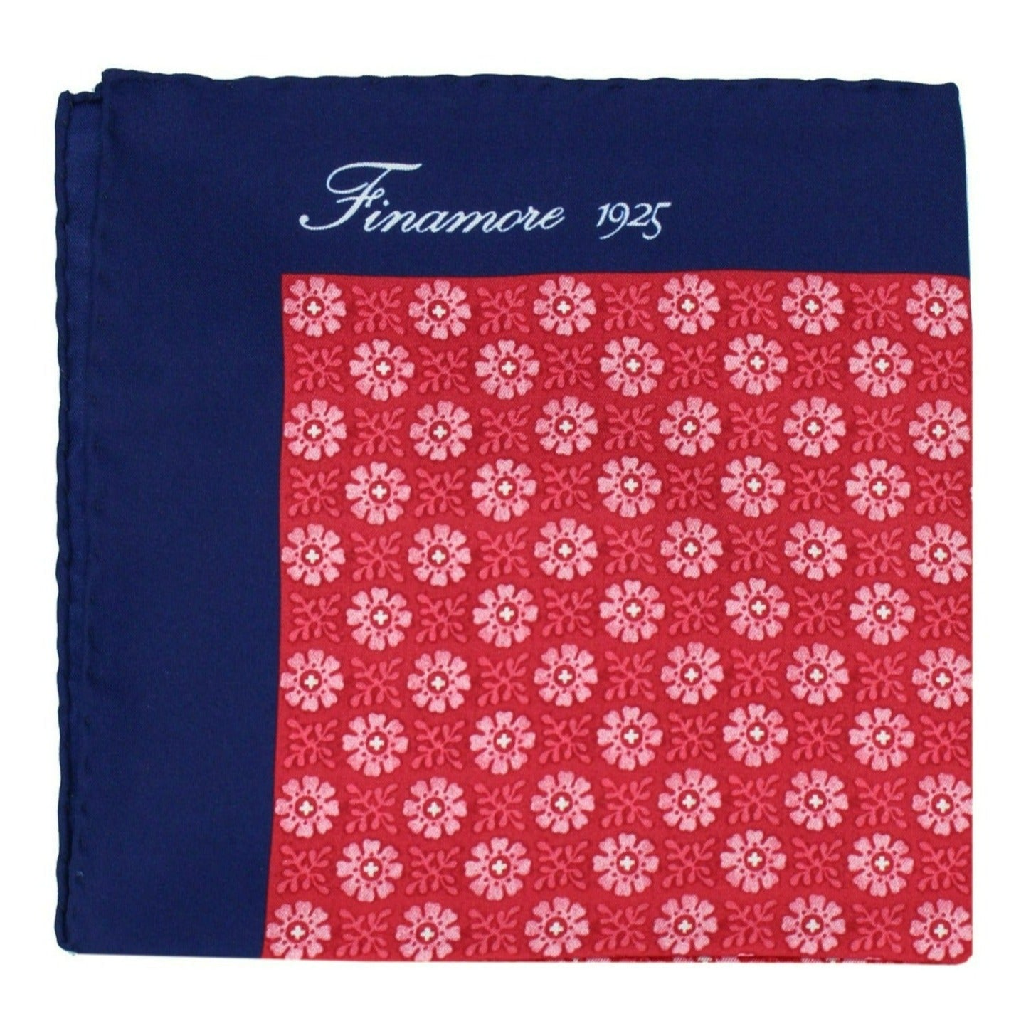 Silk pocket, blue border, red background
