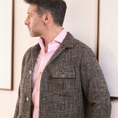 CetaraL over shirt jacket in pure virgin wool and alpaca. Blue or brown