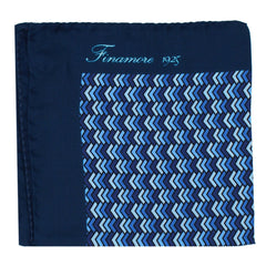 Silk pocket with blue border and geometric designs