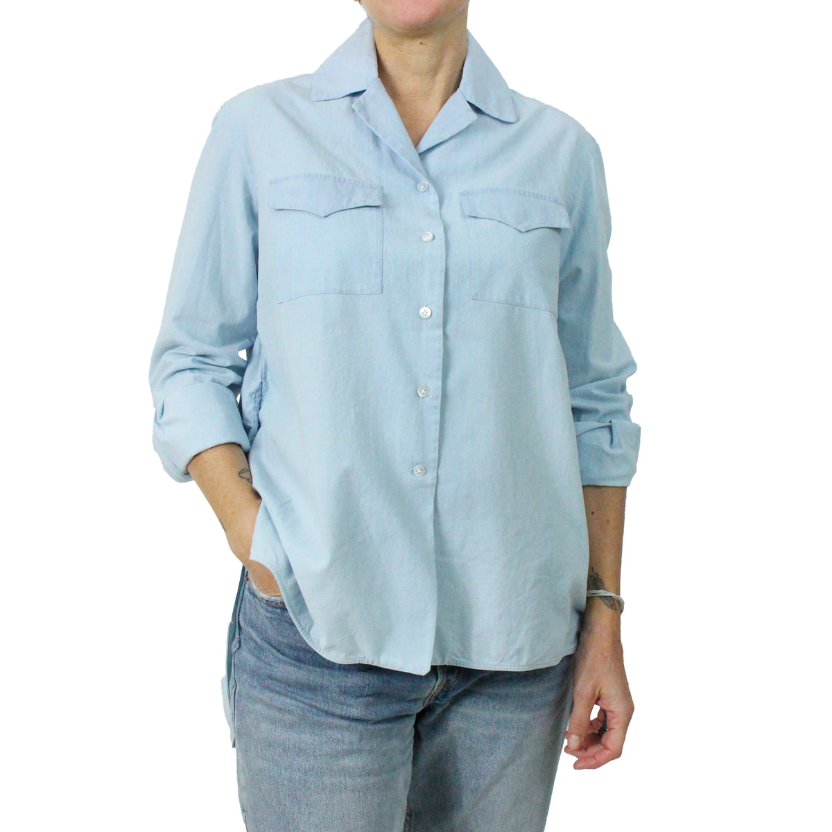 Women's Over fit shirt with front pockets cotton denim