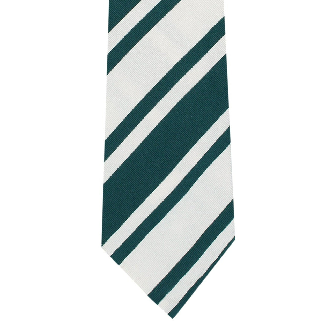 Anversa silk and cotton tie white background green bands