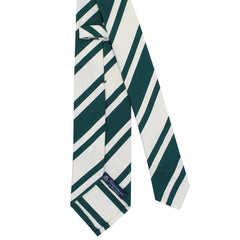 Chiaia silk and cotton tie with white background and indaco bands