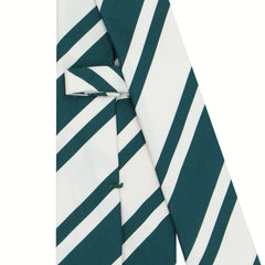 Chiaia silk and cotton tie with white background and indaco bands
