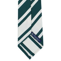 Chiaia silk and cotton tie with white background and indaco bands