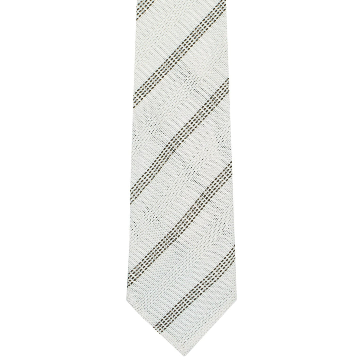 Anversa silk tie with white background and brown stripes