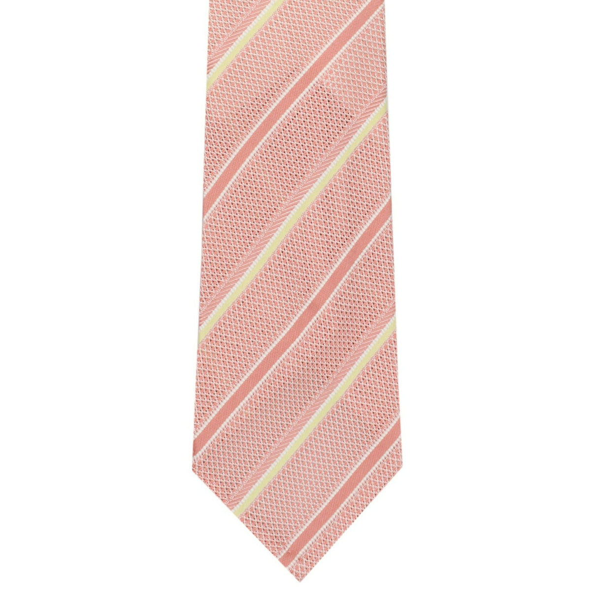 Anversa silk tie, pink background with yellow, white and pink stripes