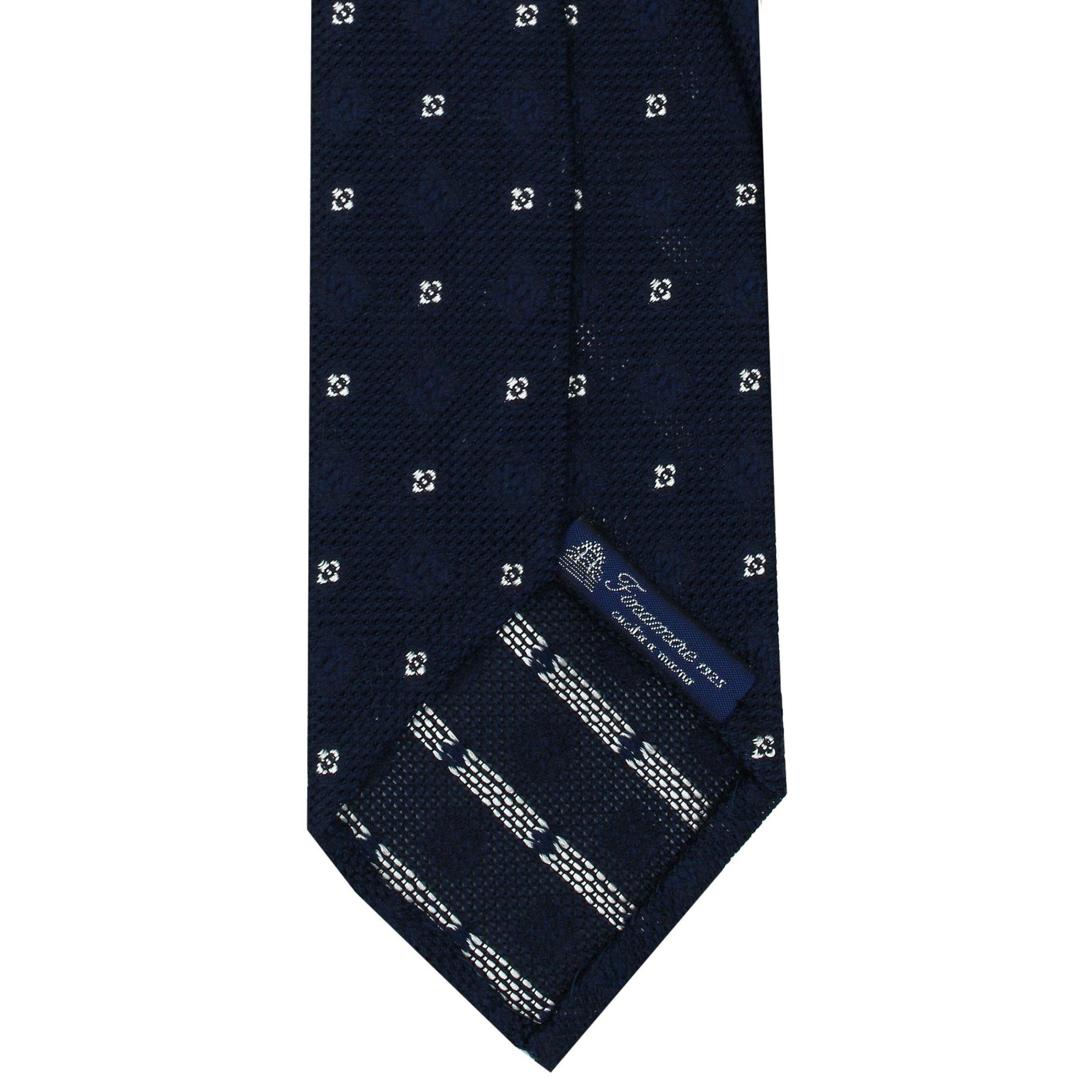 Anversa single-color blue silk tie with white patterns