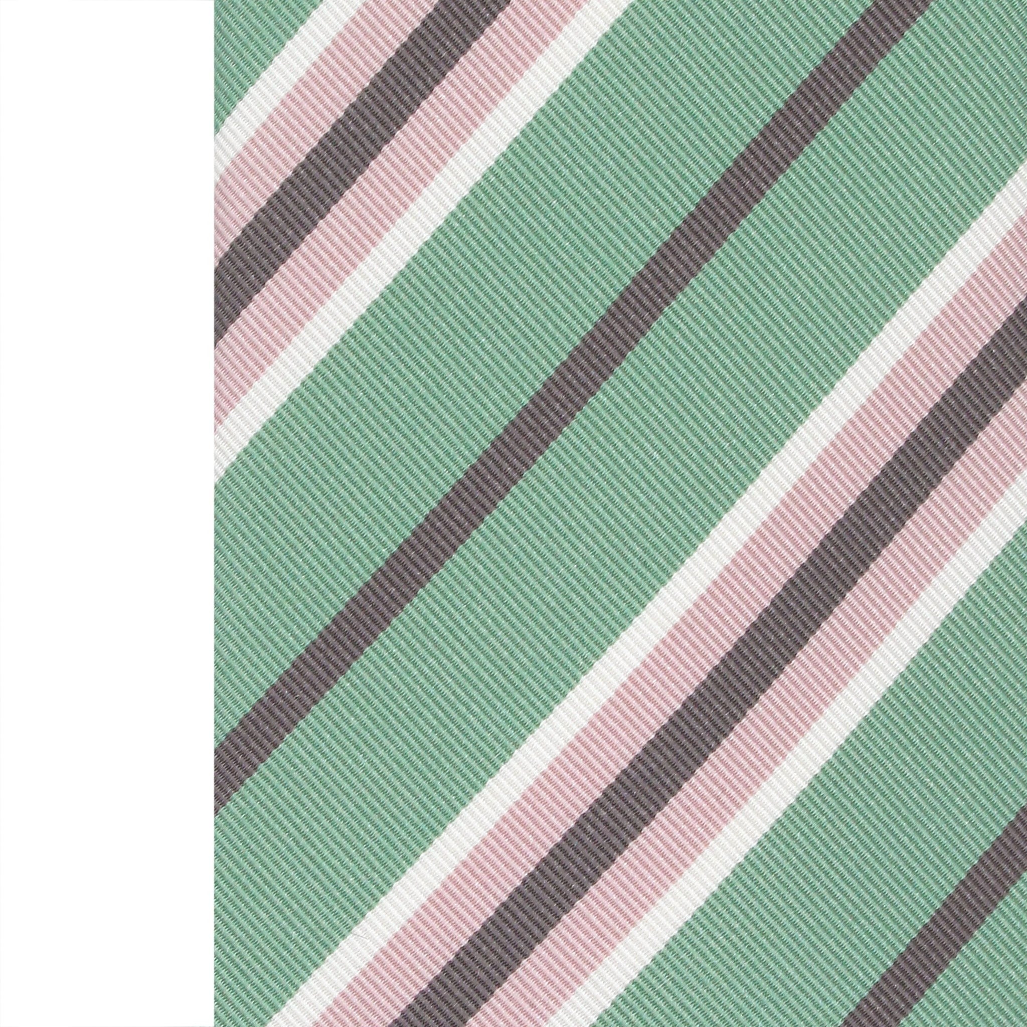 Anversa silk cotton tie green background pink, brown and white bands