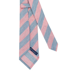 Anversa linen and cotton tie with light blue and pink bands