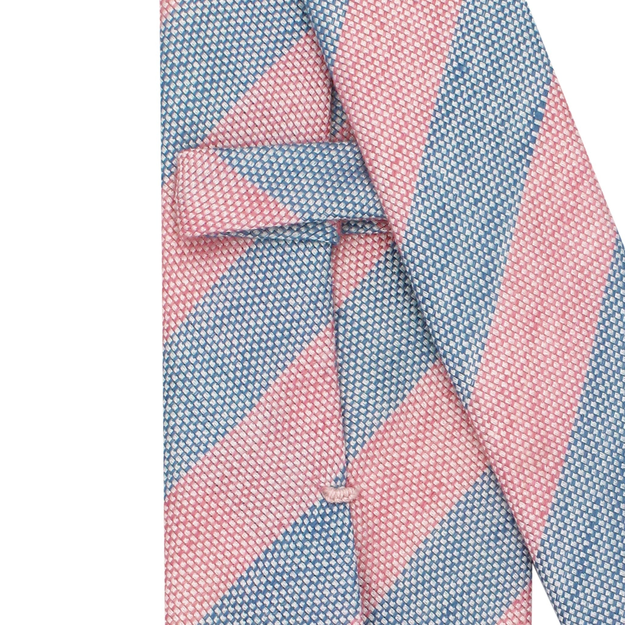 Anversa linen and cotton tie with light blue and pink bands