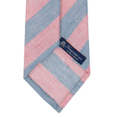 Anversa linen and cotton tie with light blue and pink bands