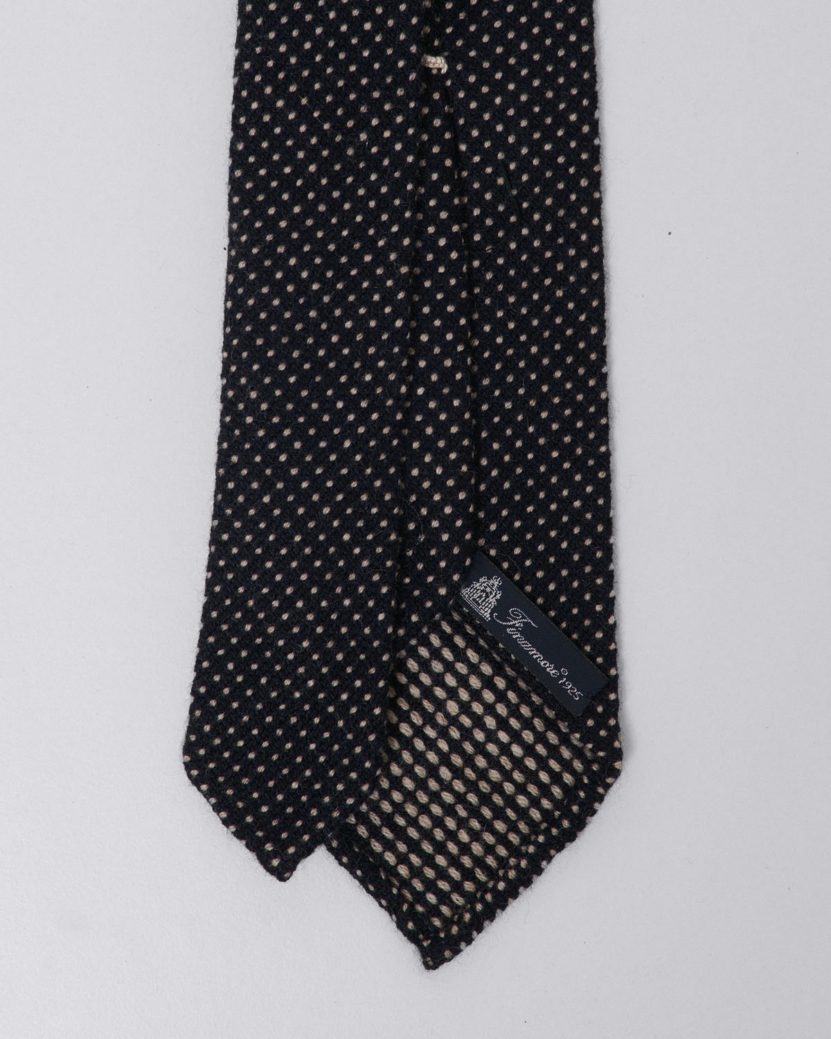 Anversa wool tie, black with white dots