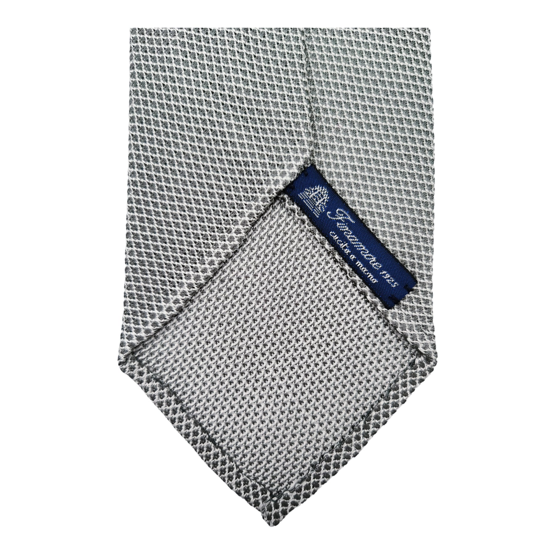 Cravatta Anversa in garza di seta, fondo unico con micro dettagli in grigio