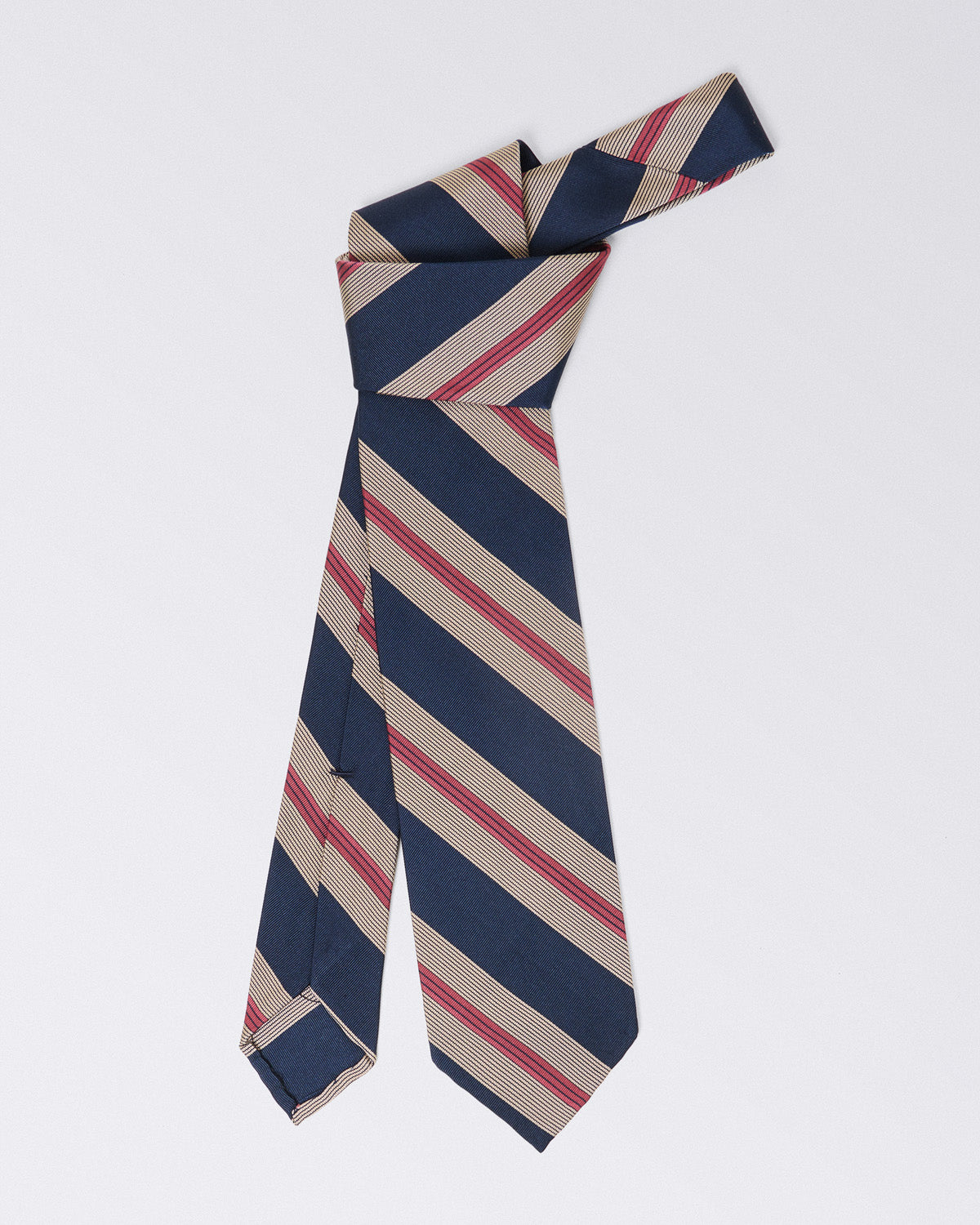 Anversa regimental silk and cotton tie, in blue and green stripes