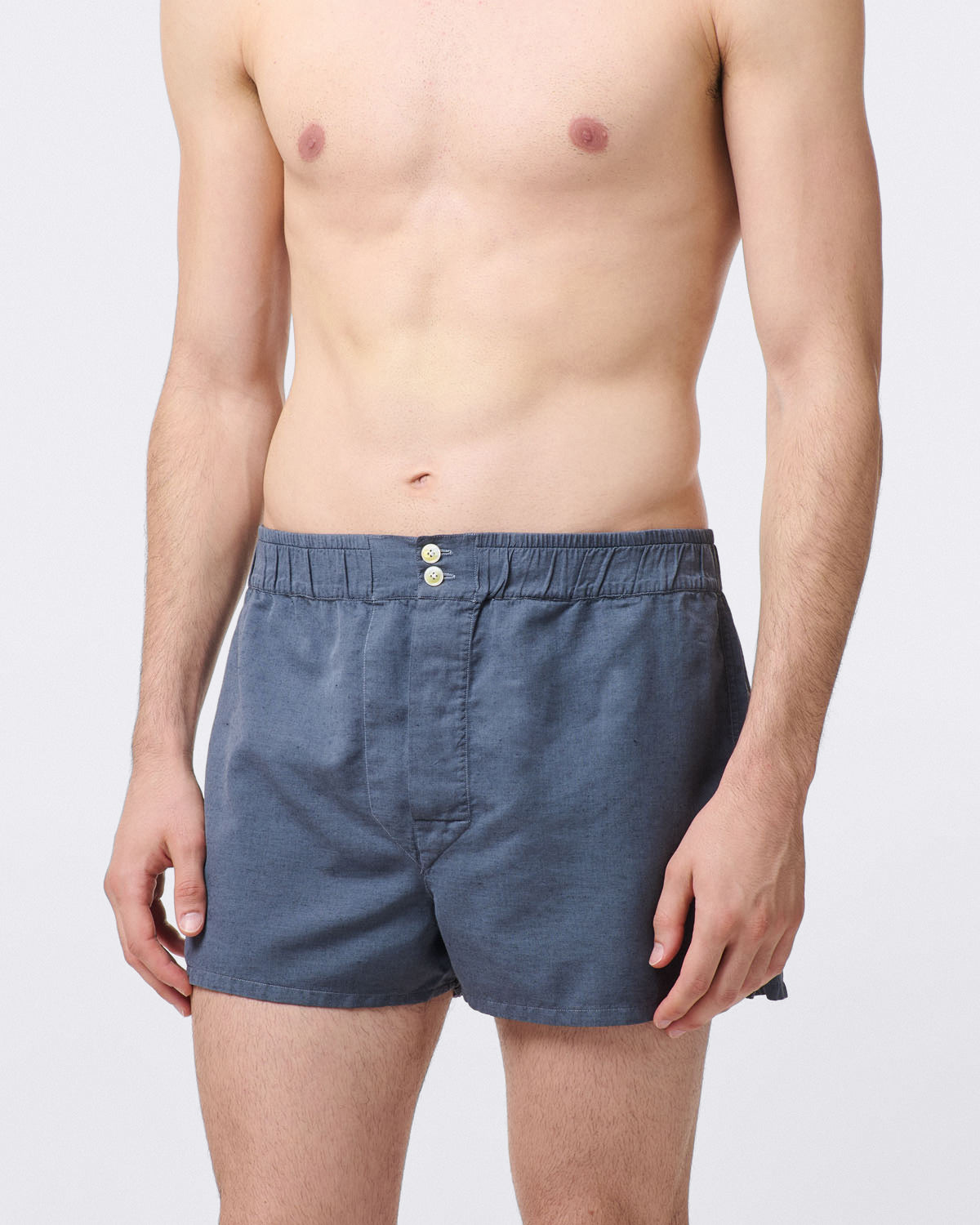 Underwear boxer shorts in cotton and cashmere. Garment dyed.