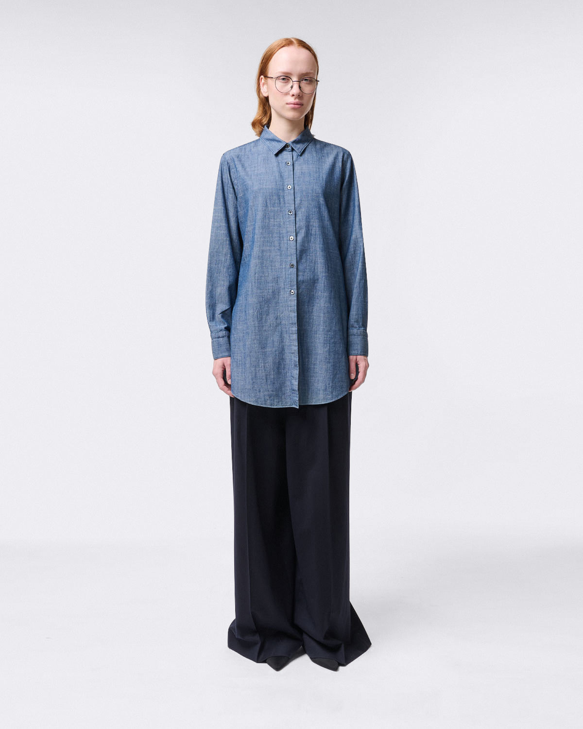 Women's over size denim shirt with side slits