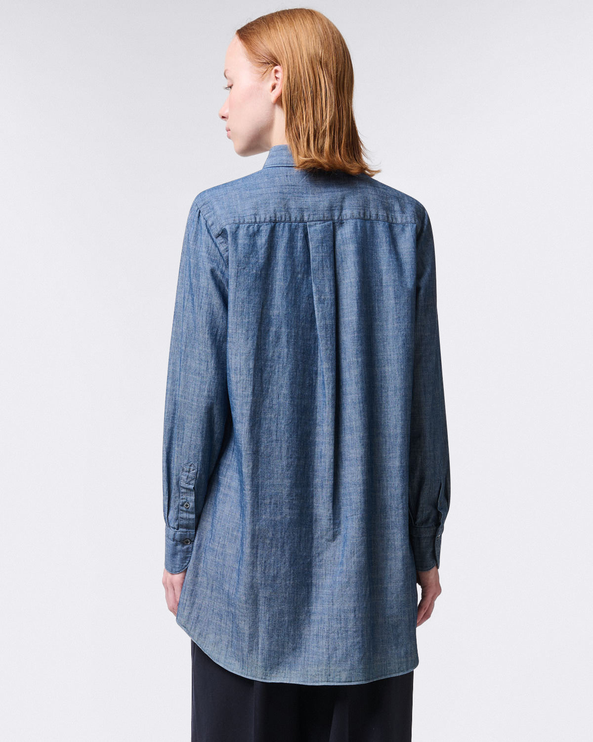 Women's over size denim shirt with side slits