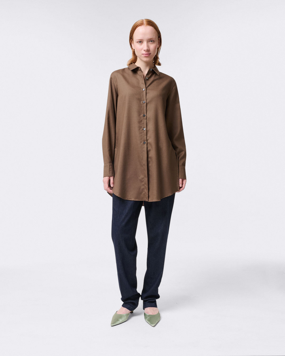 Women's over size shirt in brown cashmere