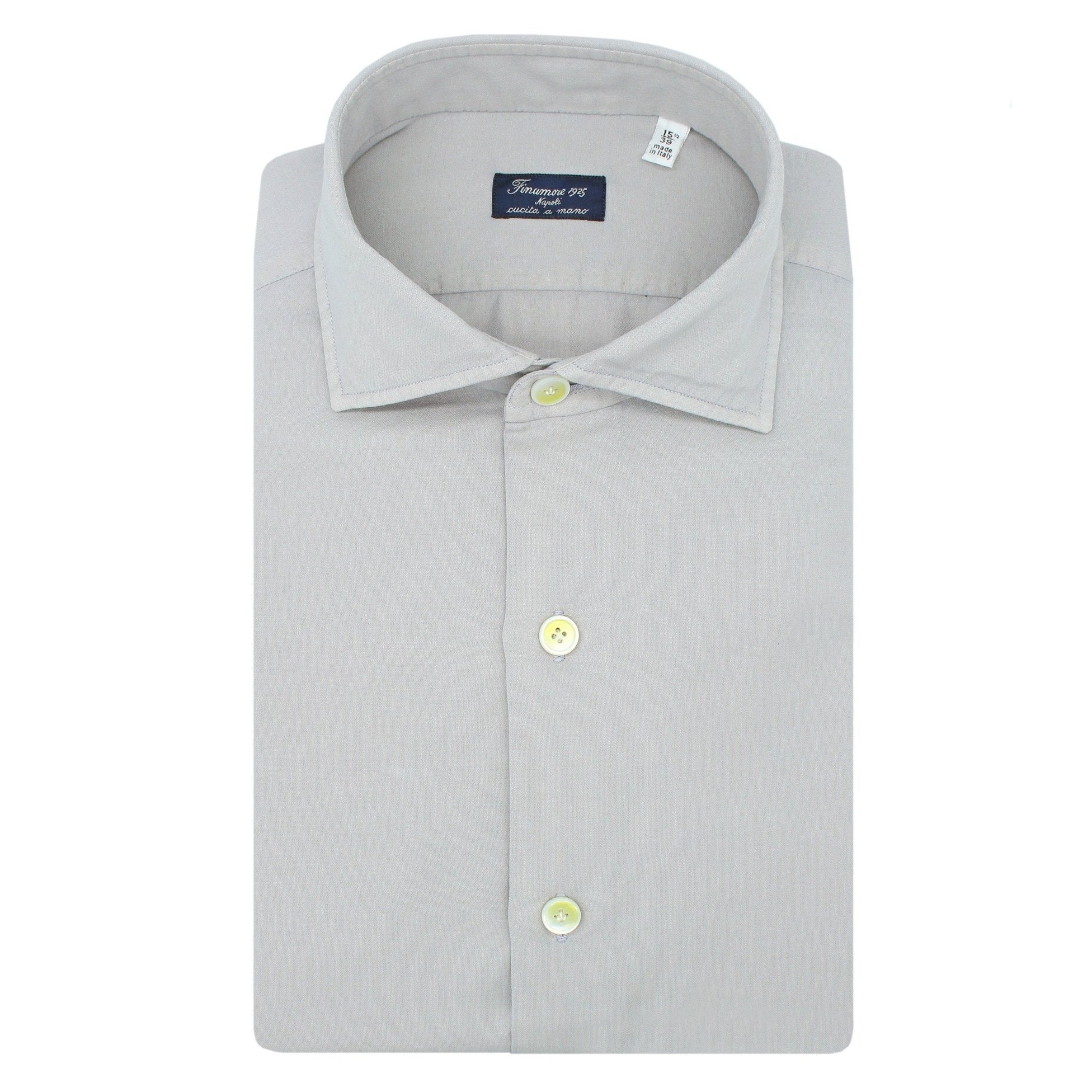Classic Naples cashmere and cotton shirt garment dyed gray. Carlo Riva