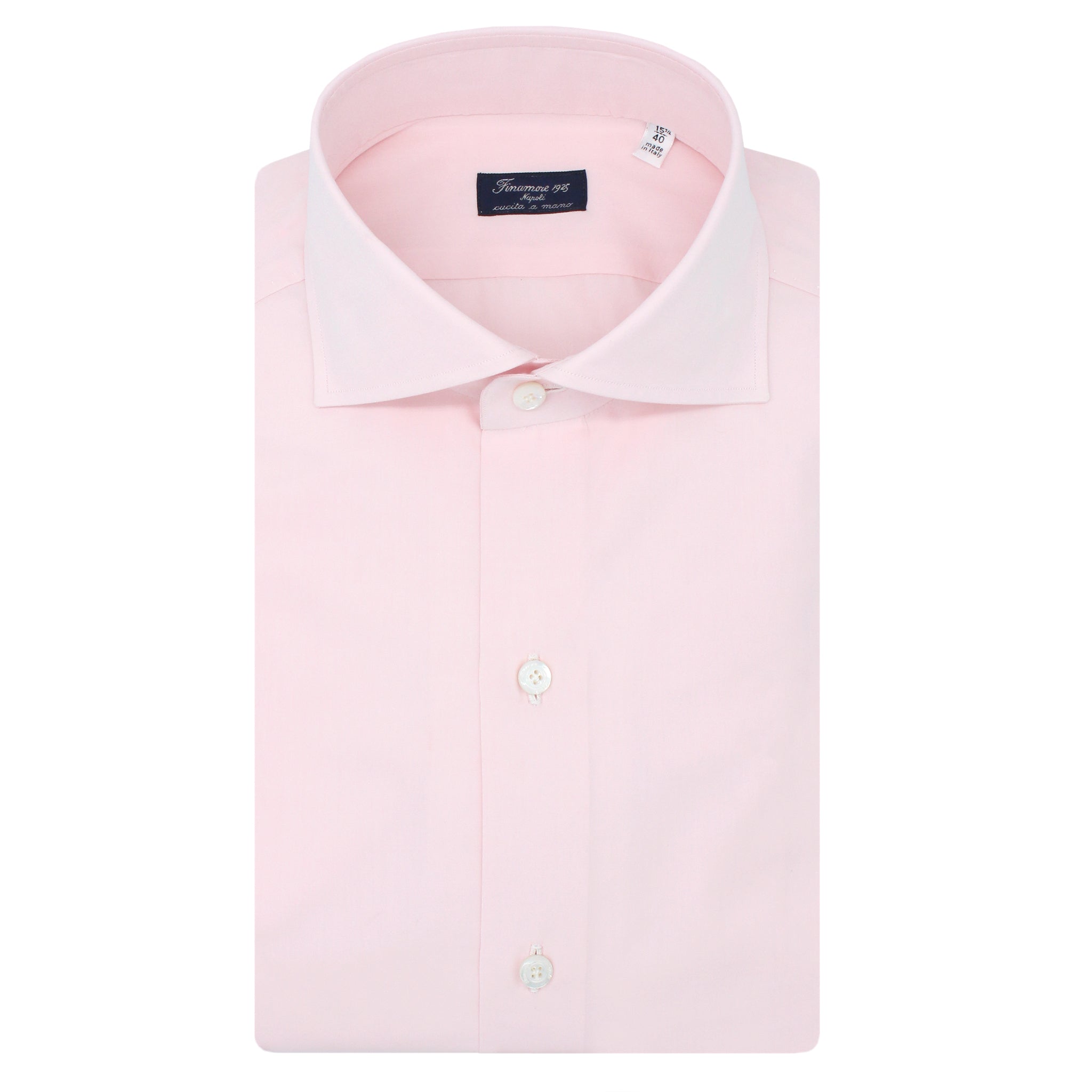 Classic Naples shirt in light pink cotton. Alumo fabric