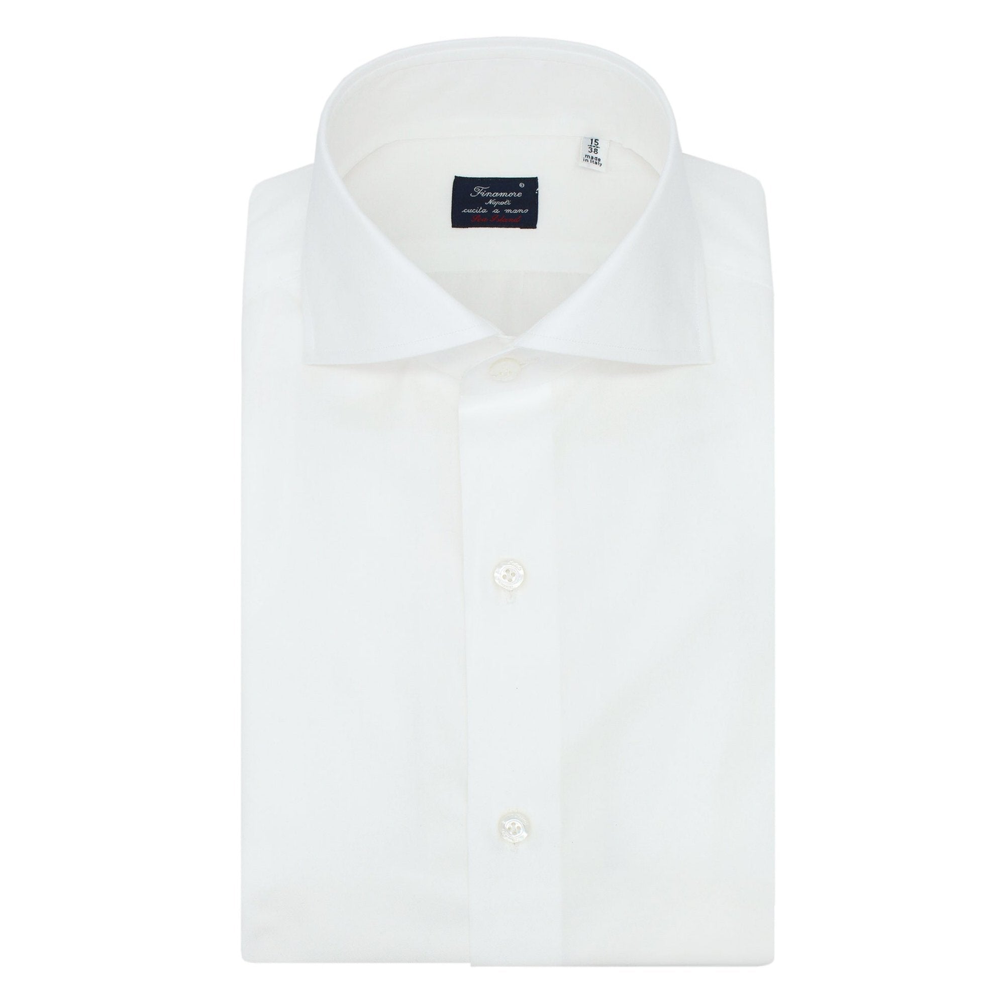 Classic Napoli cotton shirt Sea Island White and Light Blue