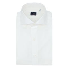 Classic Napoli cotton shirt Sea Island White and Light Blue