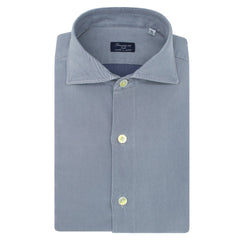 Classic regular Naples silk and gray cotton shirt. Carlo Riva twill fabric