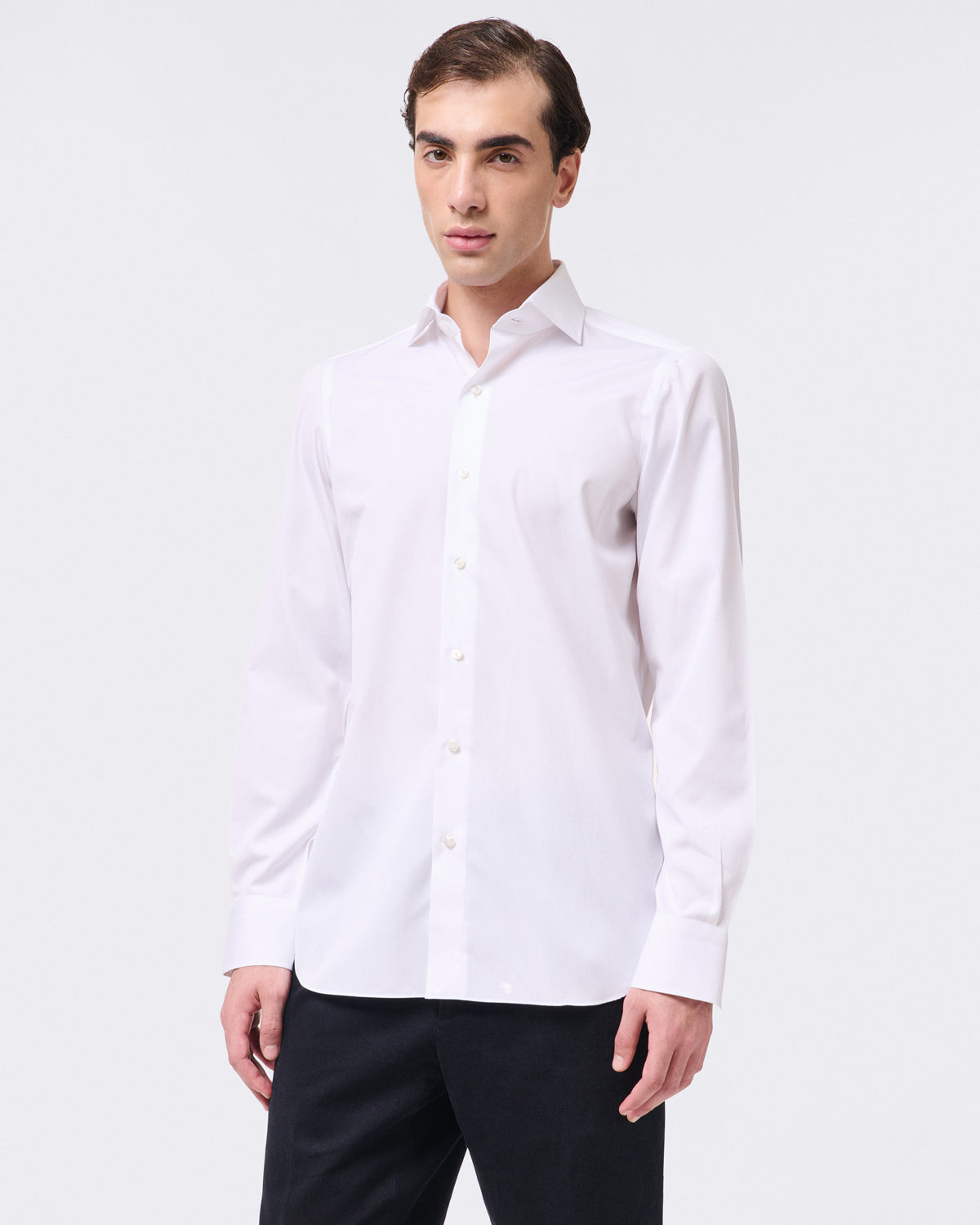 Classic regular fit Napoli shirt in 120/2 cotton cufflink cuff finamore