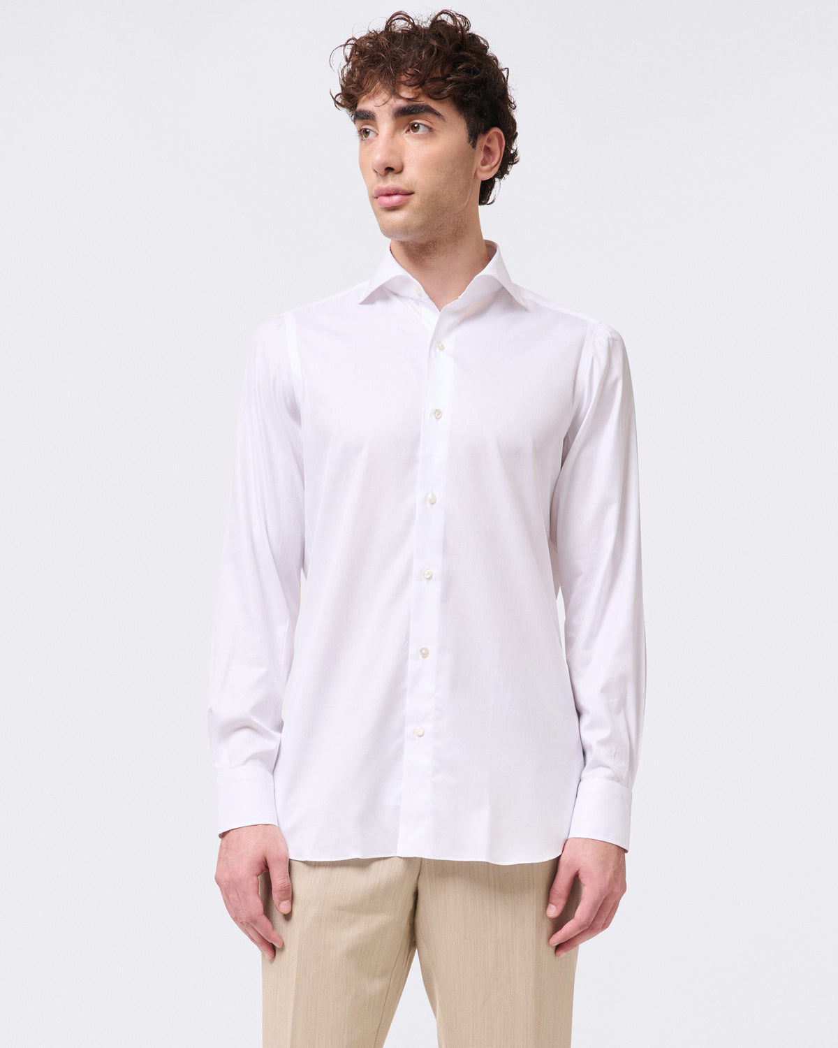 Classic regular fit Napoli shirt in 120/2 cotton twill White FINAMORE