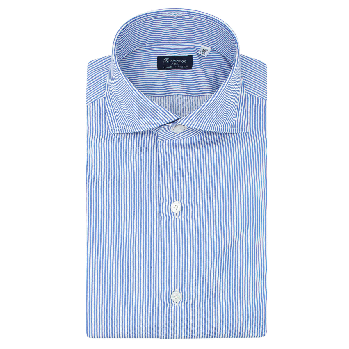 Classic regular shirt Napoli in blue striped cotton