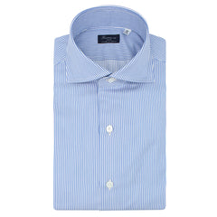 Classic regular shirt Napoli in blue striped cotton