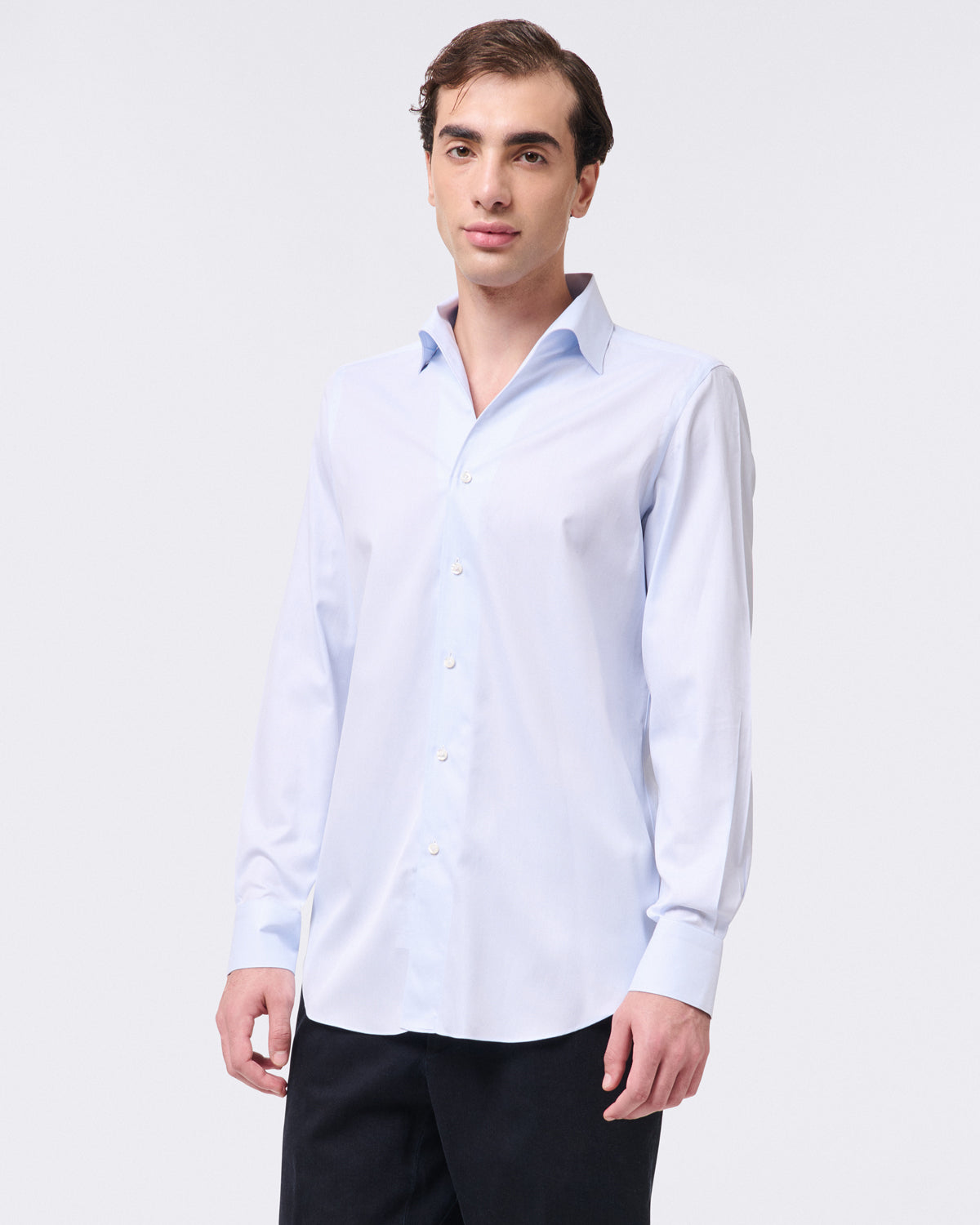 Classic slim fit Milano twill cotton shirt. One Piece Collar Finamore