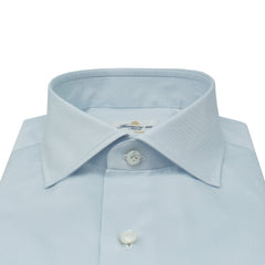 Esclusiva hand-sewn classic tailored shirt in light blu Sea Island cotton