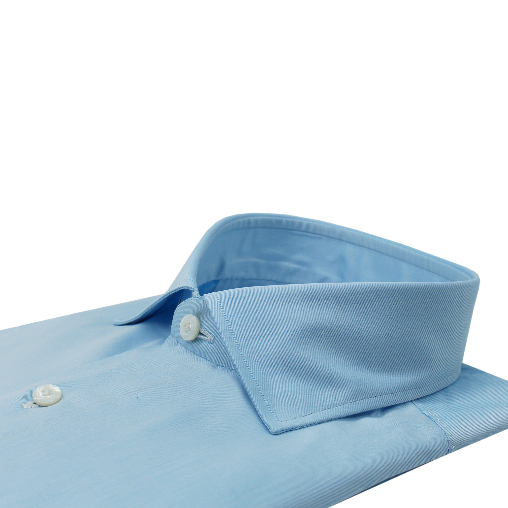 Esclusiva hand-sewn classic tailored shirt in light blu Sea Island cotton