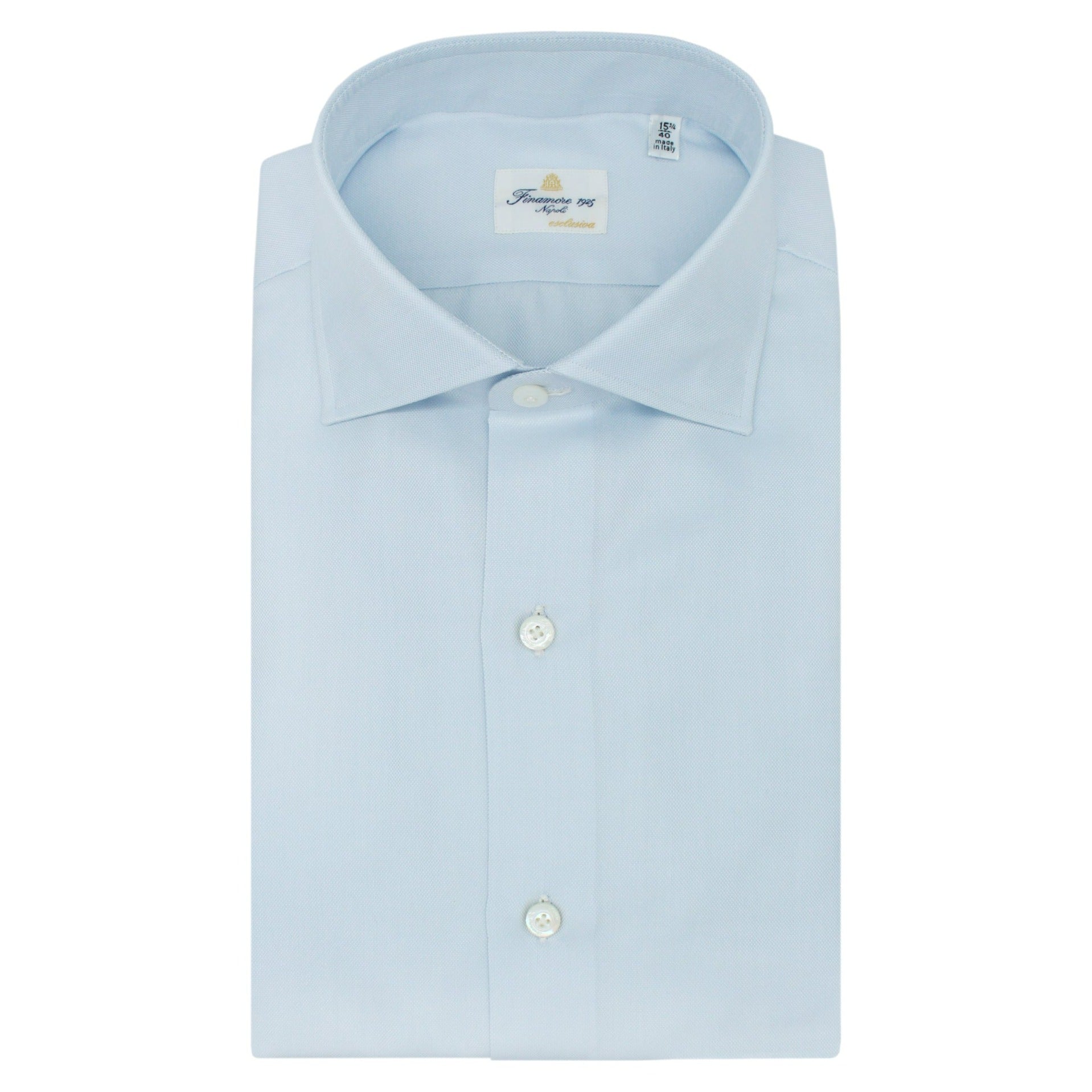 Exclusive hand-sewn tailoring shirt in Sea Island light blue cotton