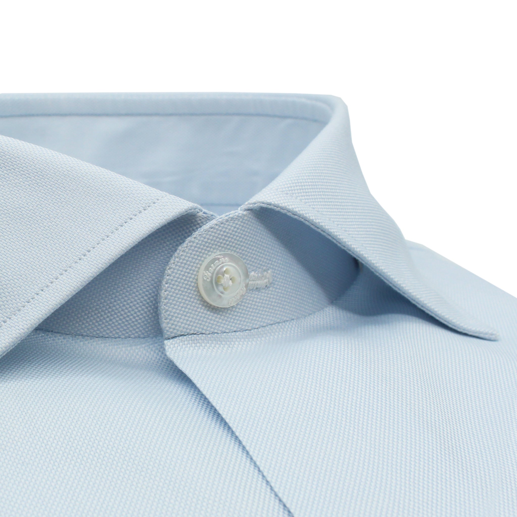 Esclusiva: camicia sartoriale cucita a mano in cotone azzurro Sea Island