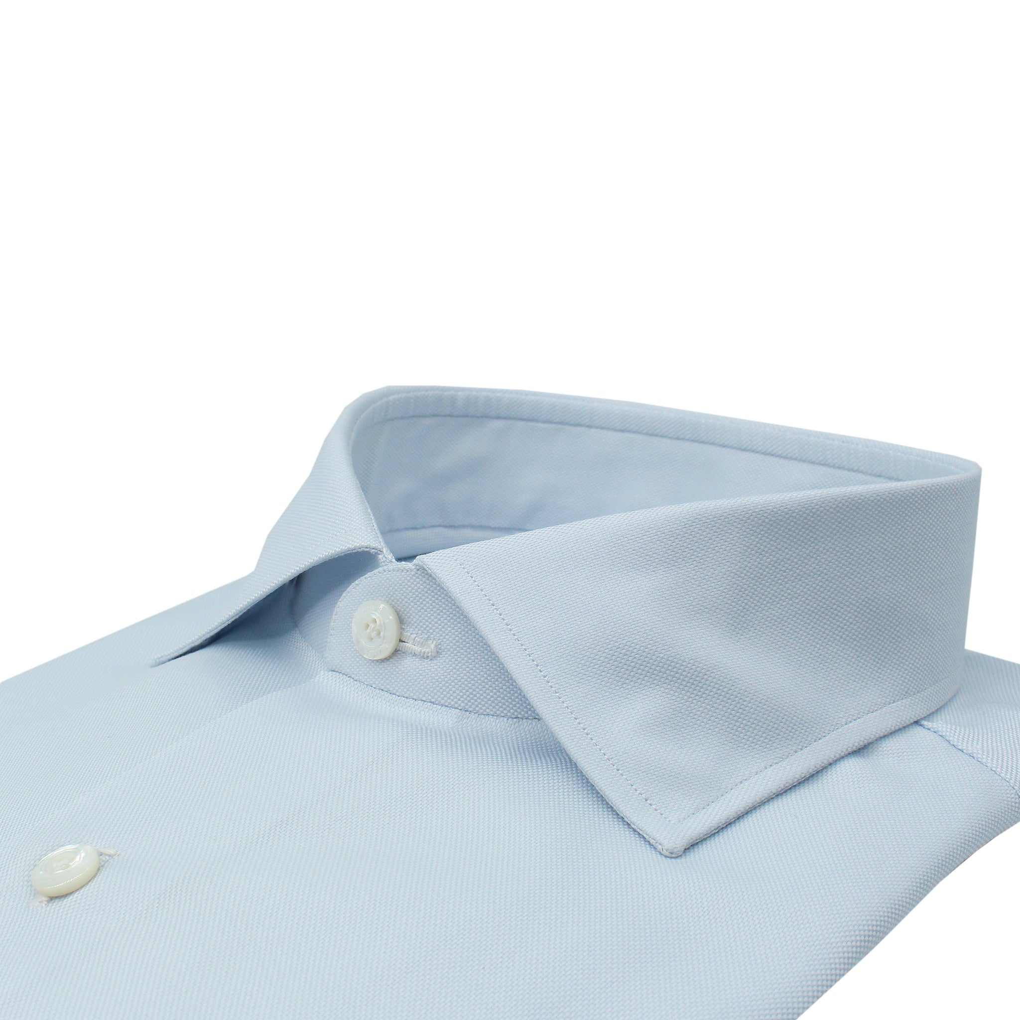 Esclusiva: camicia sartoriale cucita a mano in cotone azzurro Sea Island