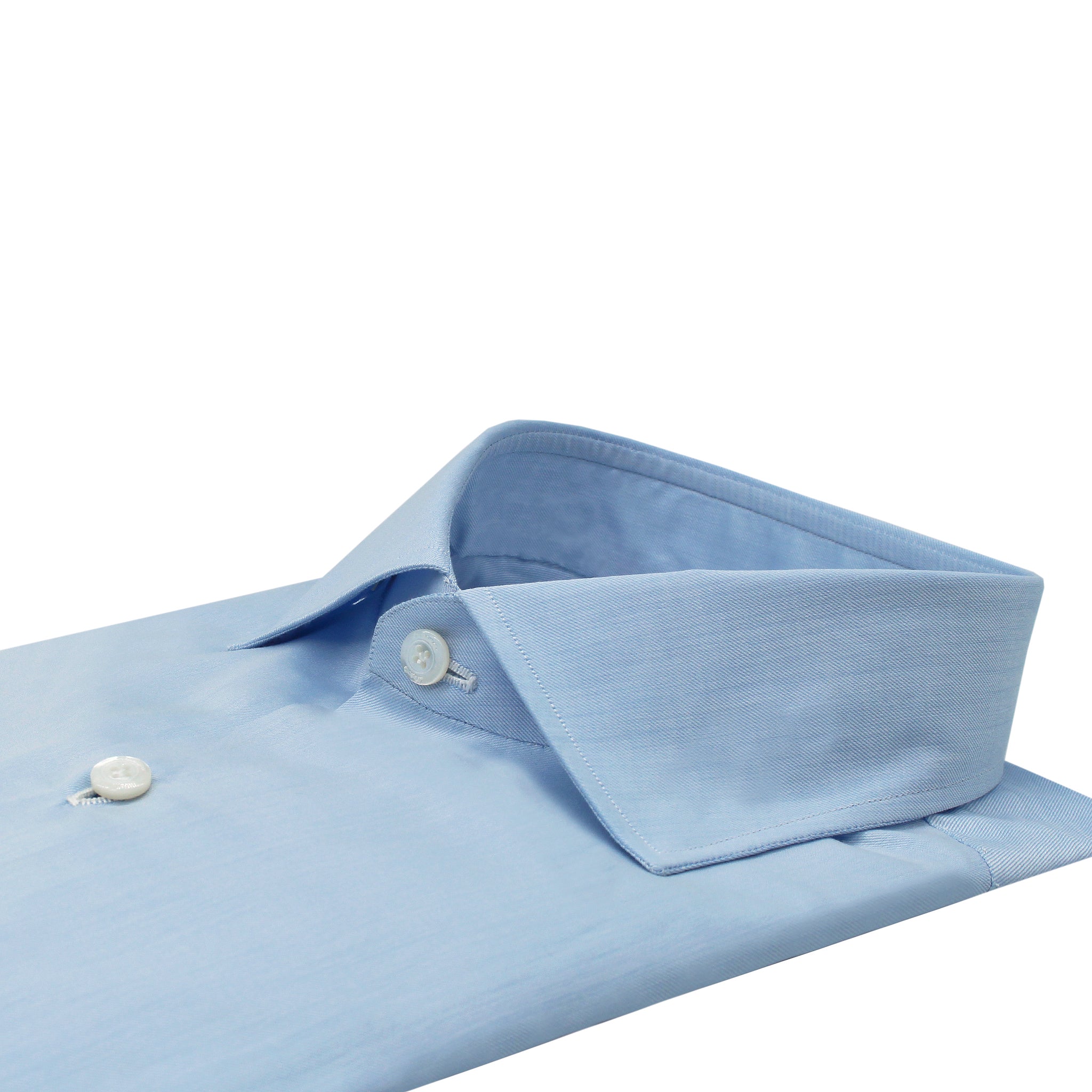 Esclusiva classic tailored shirt in light blu Sea Island cotton twill
