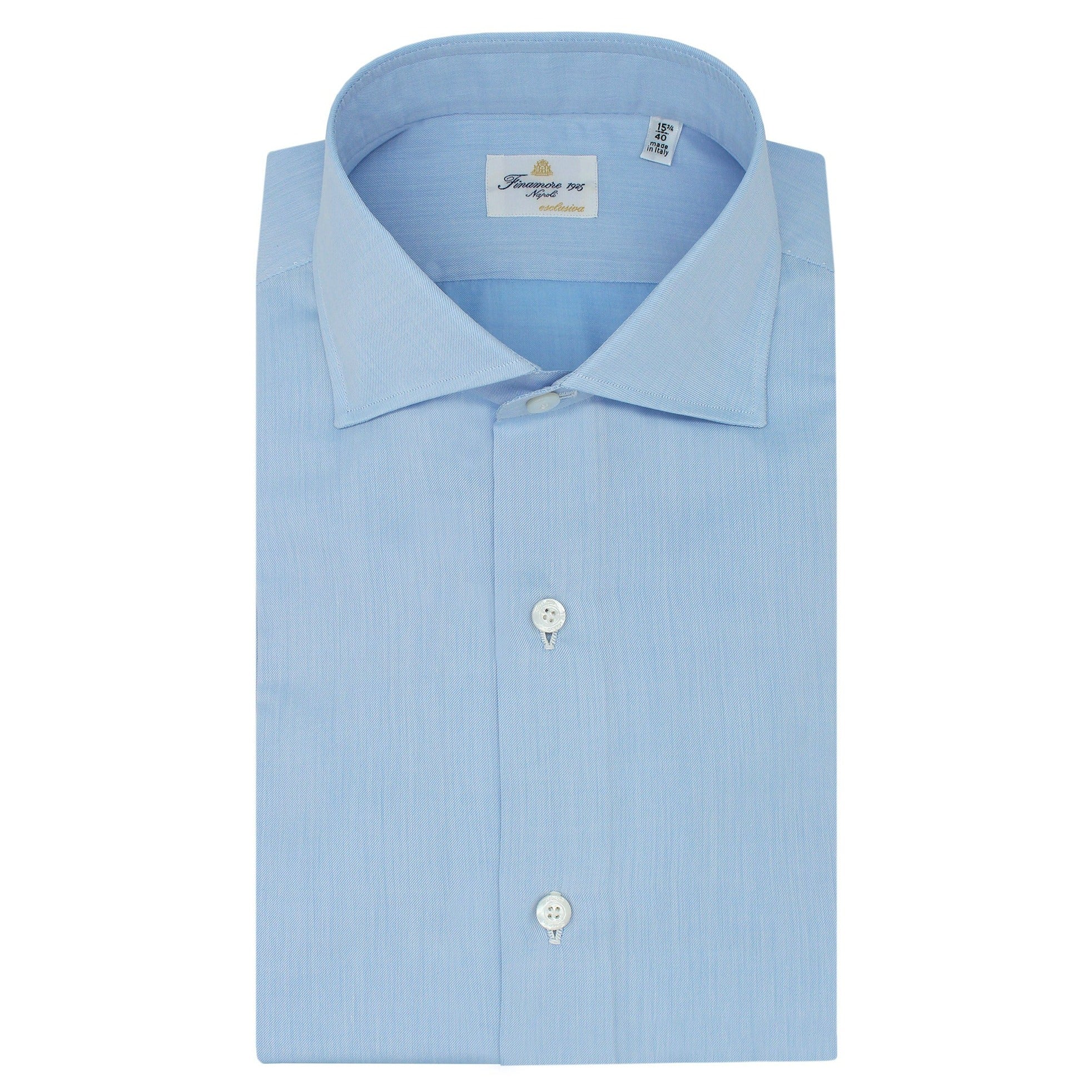 Esclusiva classic tailored shirt in light blu Sea Island cotton twill