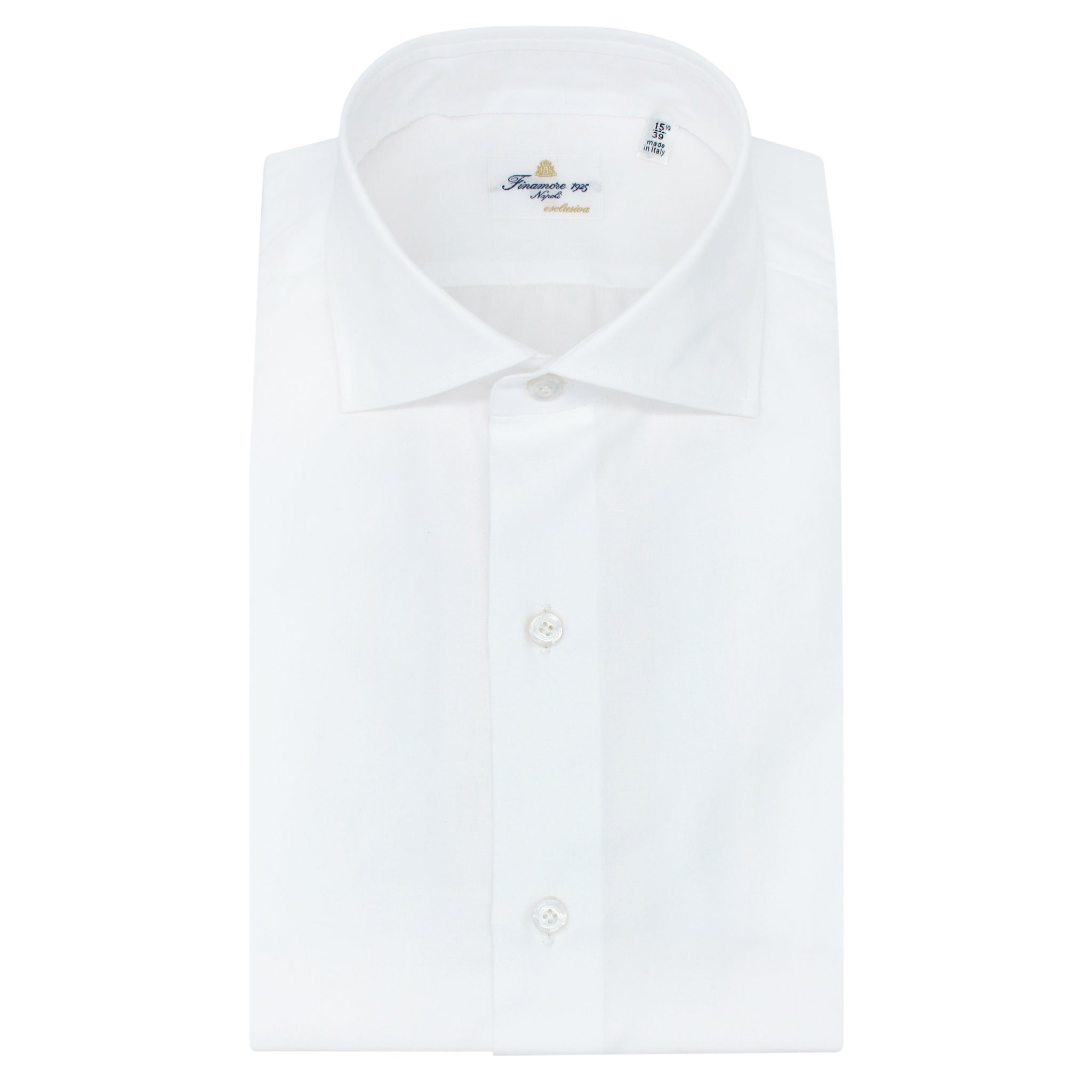 Exclusive hand-sewn classic tailored shirt in white Sea Island cotton