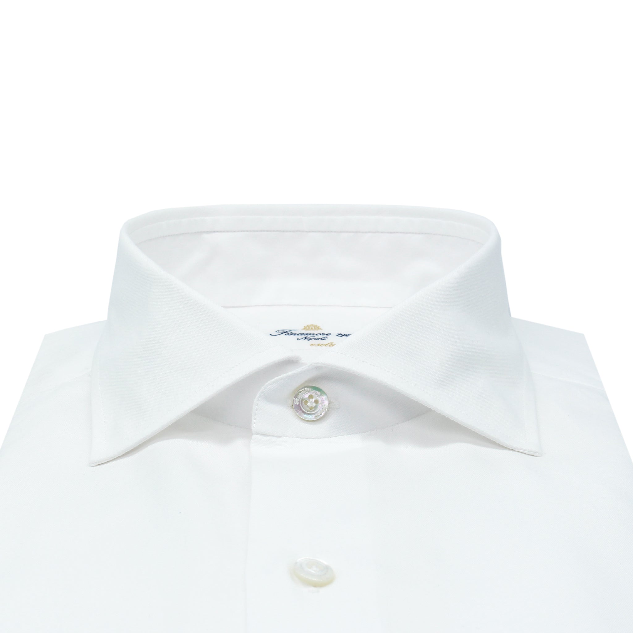 Esclusiva, camicia sartoriale classica cucita a mano in cotone bianco Sea Island